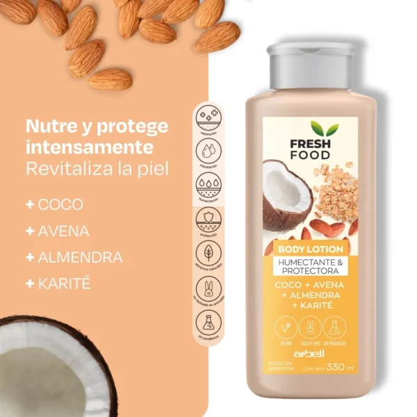 Fresh Food Body Lotion Coco, Almendra Y Karité 330 g - Imagen 3