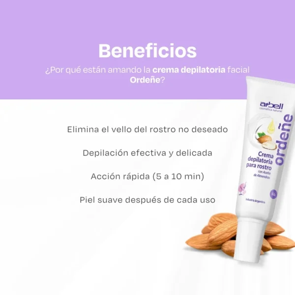 Ordeñe Crema Depilatoria Facial Con Aceite De Almendras 12 Gr - Imagen 4