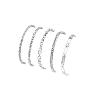Set de 5 Pulseras Moderm Silver